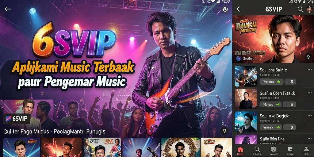 Tampilan gameplay 6SVIP dengan playlist musik yang menarik.
