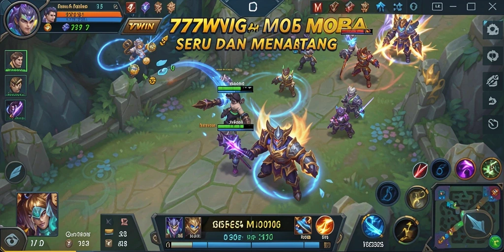 Tampilan seru dari gameplay intense 777WIN MOBA.