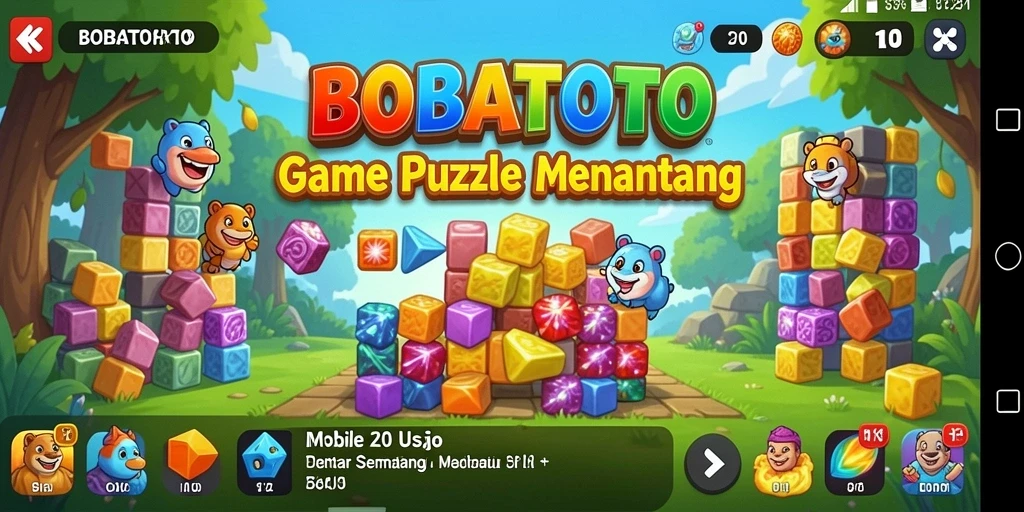 Screenshot gameplay BOBATOTO yang menampilkan tantangan puzzle.