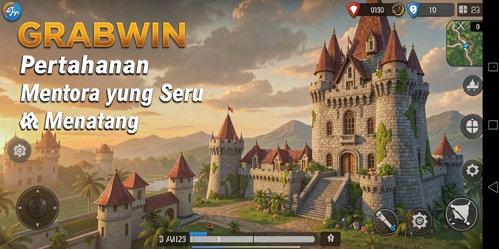 Gameplay seru di GRABWIN dengan grafik menara yang menawan.