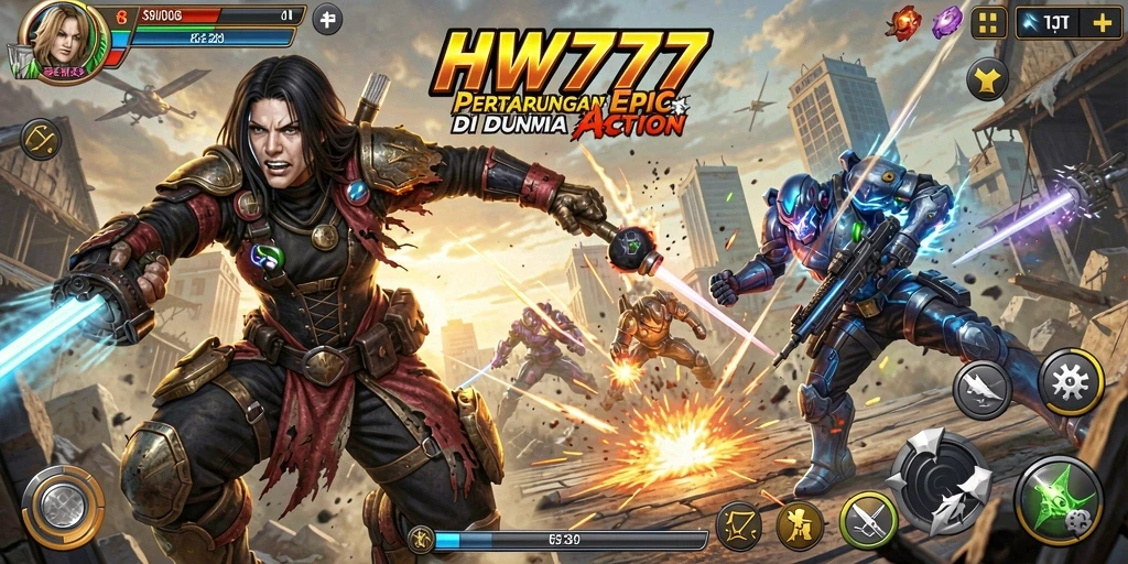 Screenshot gameplay HW777 menampilkan aksi bertempur yang seru.