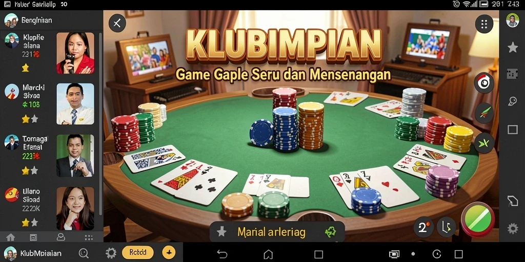 Tampilan gameplay KLUBIMPIAN dengan suasana permainan Gaple yang seru.