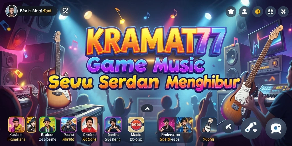 Screenshot KRAMAT77 menampilkan antarmuka permainan musik yang menarik.