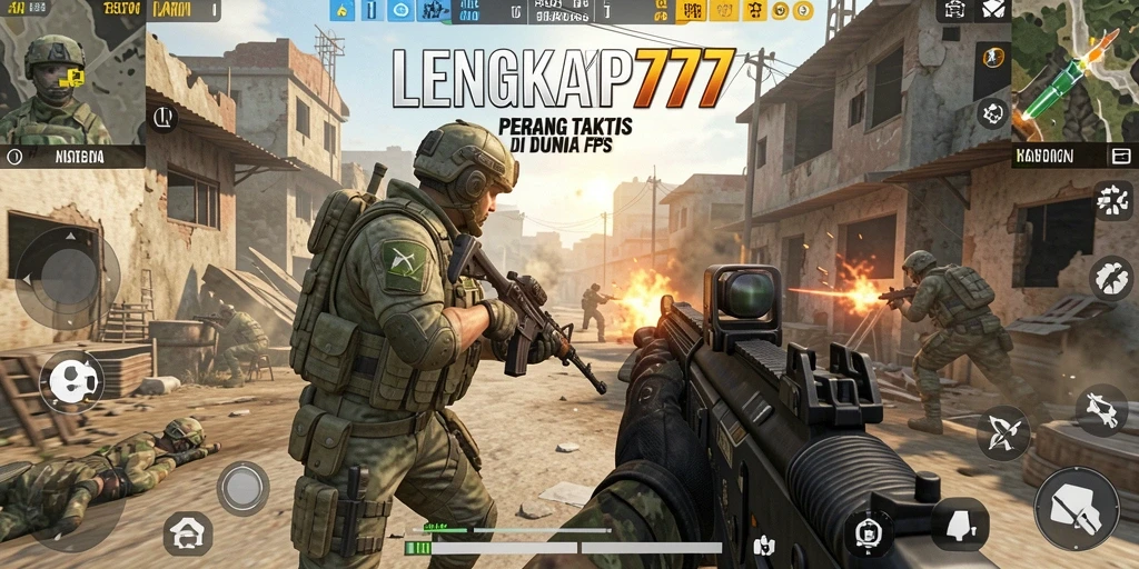 Tangkapan layar LENGKAP777 menampilkan aksi tembak-menembak yang intens.