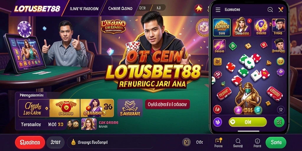 Tampilan gameplay LOTUSBET88 dengan dealer langsung dan suasana kasino yang nyata.