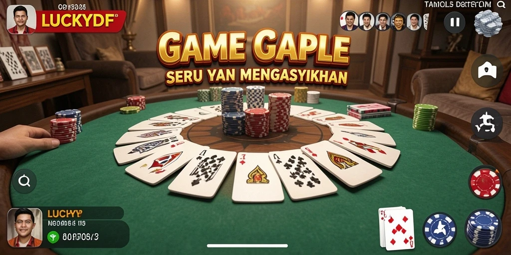 Tampilan gameplay Gaple yang seru dan interaktif di LUCKYDF.