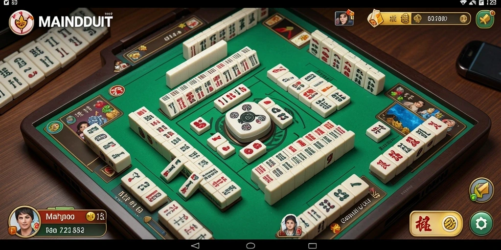 Tampilan gameplay seru di MAINDUIT dengan ubin Mahjong yang menarik.