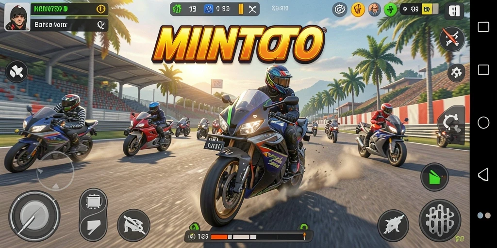 Tampilan gameplay MINTOTO yang menggugah selera balap motor.