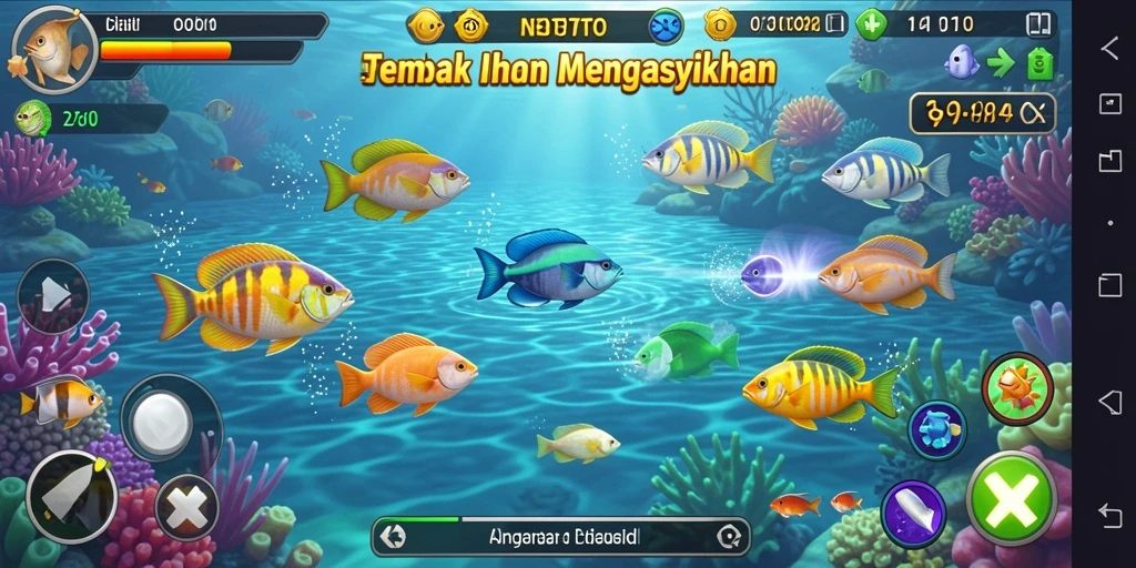 Screenshot NEOTOTO menampilkan aksi menembak ikan yang seru.
