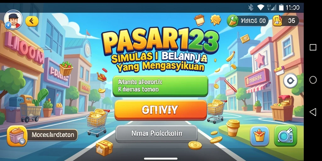 Tampilan gameplay PASAR123 yang penuh warna dan dinamis.
