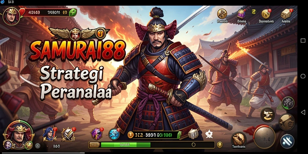 Screenshot gameplay SAMURAI88 menunjukkan pertempuran epik dengan para samurai.