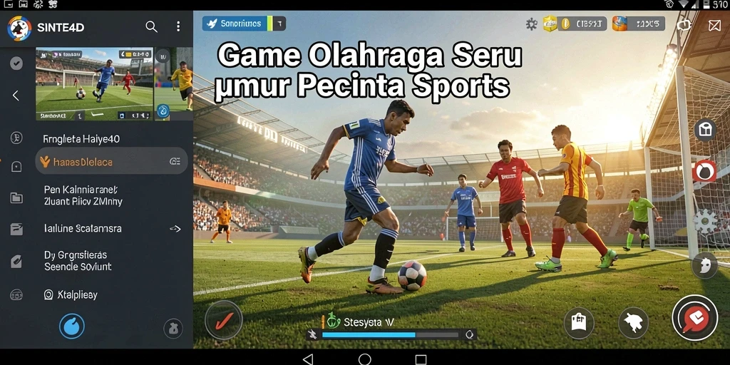 Tangkapan layar gameplay SINTE4D yang menunjukkan aksi olahraga seru.
