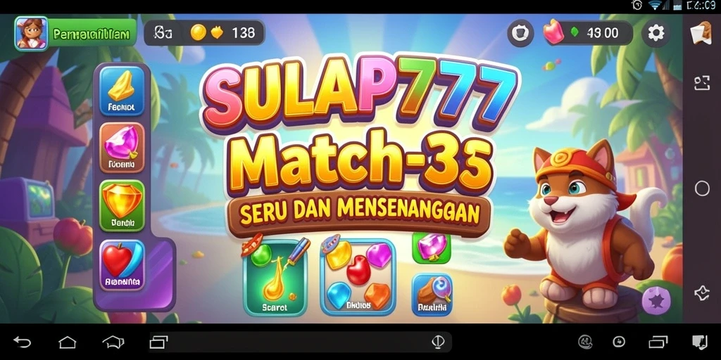 Screenshot tampilan gameplay SULAP777 dengan elemen Match-3 yang menarik.