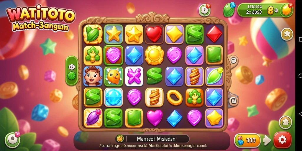 Tampilan gameplay WATITOTO dengan kombinasi warna-warni yang seru.