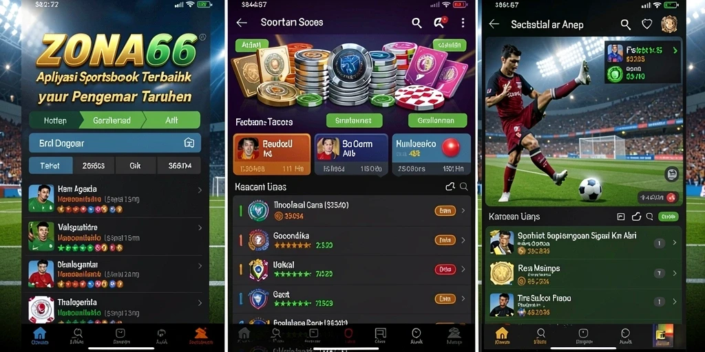 Tampilan permainan Sportsbook di aplikasi ZONA66 yang menarik.